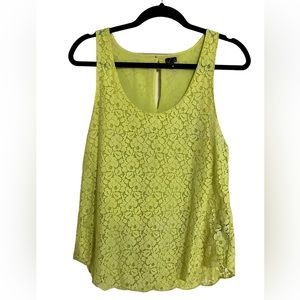 Talula Lace Tank Top in Neon Yellow, Size Medium